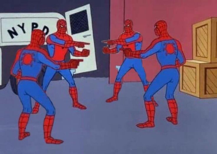 4 Spiderman Pointing meme template