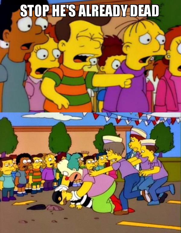 Stop Hes Already Dead meme template