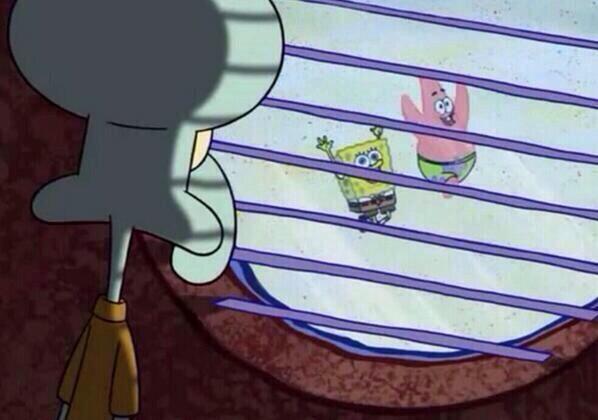 Squidward Window meme template
